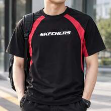Skechers Men's Casual Commute T-Shirt, Soft And Comfortable Short Sleeve, P225U126-00GZ - Black and Red - View 4