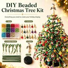 DIY Beaded Christmas Tree Kit, 3D Crystal Bead Pearl Christmas Tree Making Set, Colorful Beads, Metal Frame, Angel Topper, Warm Glowing Display, Holiday Tabletop Tree Decoration, Christmas Tree - Multicolor - View 7