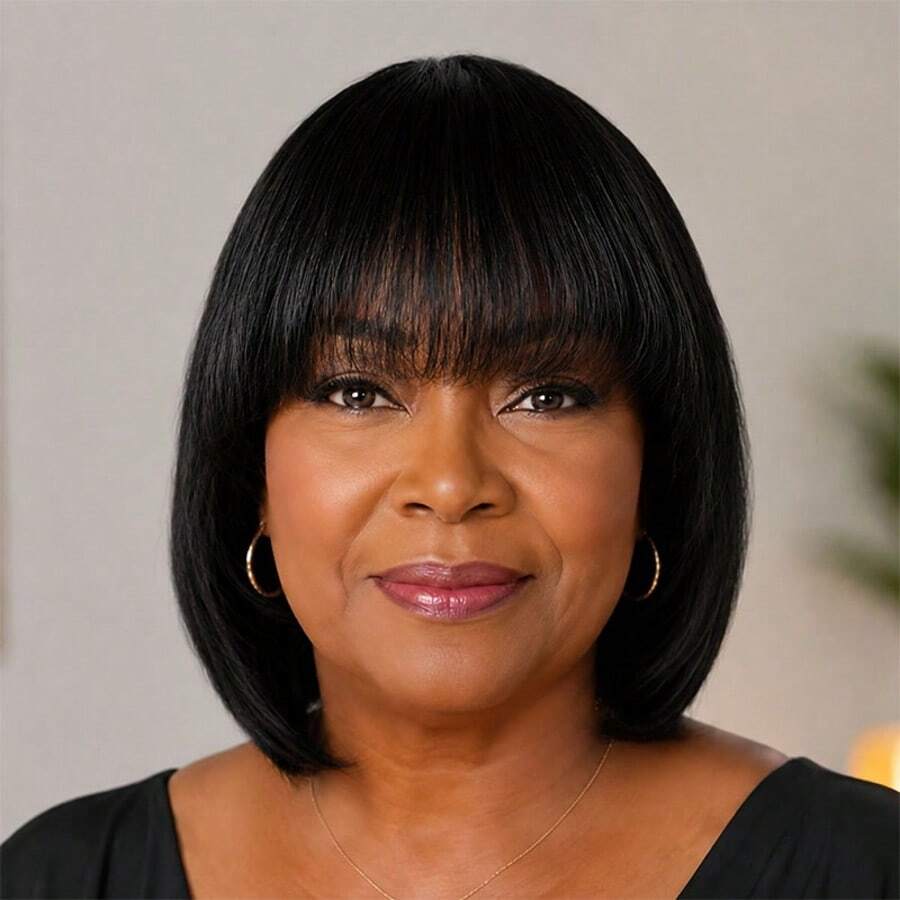 Bob Wig Human Hair Wig Straight Hair Wig Pixie Cut Wig Black Short Hair Wig With Bangs Elastic Mesh Cap Suitable For Everyday Wear