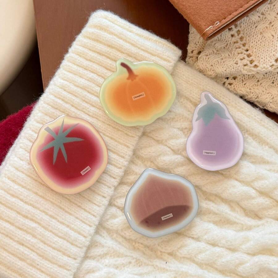 1pc Creative Fruit & Vegetable Adhesive Phone Stand, Niche Design, Resin Airbag, Colorful Gradient - Multicolor - View 1