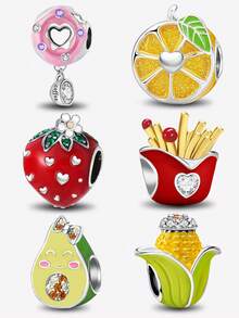 1pc Cute Avocado Pendant Bead, For Bracelet DIY, Women's Jewelry And Daily Outfit Decoration, Girls Accessory - Silver - View 1