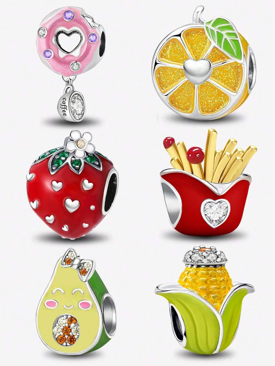 1pc Cute Avocado Pendant Bead, For Bracelet DIY, Women's Jewelry And Daily Outfit Decoration, Girls Accessory - Silver - View 1
