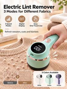 USB Rechargeable Lint Remover With Digital Power Display, Long Battery Life Portable Fabric Shaver, Effective Pill Fuzz Bobble Removal Tool For Sweaters Socks Blankets Dolls Pants, Ideal Gift Choice - View 2