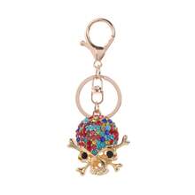1pc Cool Jewelry Skull Rhinestone Car Keychain Key Ring Key Chain Gift Metal Pendant Halloween Party Keychain Autumn - Multicolor - View 6