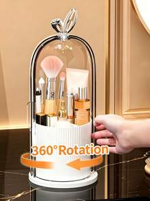 Customized Storage Boxes, Cosmetic Organizers With Compartments, Can Be Customized With Names And Text. 360° Rotating Toothbrush Holder With Transparent Dust-Proof And Mosquito-Proof Cover, Can Store Brushes, Lipsticks And Skincare Products - Suitable For Daily Work, Dorm Storage. Perfect Gift For Birthday, Graduation, Back To School, Easter, Christmas - Multicolor - View 6