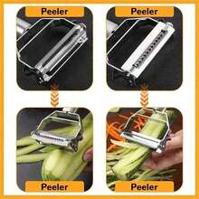 1PC Multifunctional 2-In-1 Stainless Steel Peeler & Grater, Household Kitchen Fruit & Vegetable Peeling & Shredding Tool, Dual-Sided Dual-Blade Design, One Side For Fast Peeling, Other Side For Easy Shredding, 2-In-1 Use, Saves Kitchen Storage Space. Suitable For Peeling & Shredding Potatoes, Cucumbers, Carrots, Pumpkins, Apples, Oranges, Dragon Fruits And Other Fruits & Vegetables, Thin & Even Peeling, Fine & Neat Shredding - Multicolor - View 6