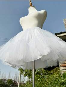 Lolita Petticoat Boneless Petticoat Rolled Hem Ruffle Tulle Skirt Elastic Waistband Cosplay Costume Halloween Set Party Accessories Photo Props - Multicolor - View 6