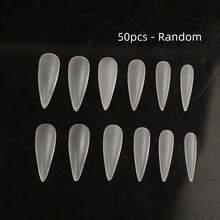Add A Touch Of Romance To Your Nails, 50pcs Long Pointed Clear False Nails, Suitable For Home DIY Nail Salon, Nail Extension, Press-On Nails And Other Nail Supplies - Clear - View 6
