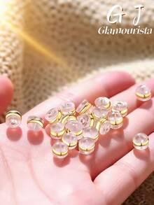 Approx. 100pcs Women's Daily & Holiday Wear Transparent Anti-Slip Metal Ring Hamburger Ear Plug Accessories - Gold - View 3