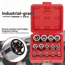 Bộ 14 đầu khẩu E-Torx, đầu khẩu sao Torx ngoài E4-E24 với đầu 1/4" 3/8" 1/2", thép Cr-V mạ chrome, bộ đầu khẩu Torx kèm hộp đựng cho sửa chữa ô tô, bảo dưỡng động cơ, máy móc và dự án DIY - Bộ đầu khẩu 14 món - Xem 3