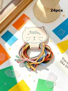 6/24pcs Sweet Girl Elastic Ponytail Hair Ties, Minimalist Basic Bow Hairbands, Candy Color High Elasticity Hair Accessories - Multicolor - View 16