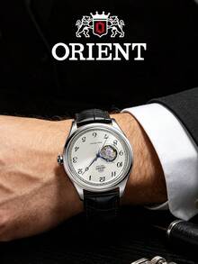 Orient Men's Automatic Mechanical Watch, Open Heart White Dial Leather Strap 30M Waterproof Wristwatch RA-AG0014S10B - White - View 2