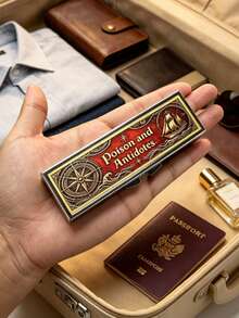 "Poisons And Antidotes" Printed Pill Box, Vintage European Style Pill Dispenser, Portable Pill Dispenser, Precise 1-2 Pill Dispenser, Convenient Medication Storage Box, Easy-To-Use Design, Plastic Material, Portable Travel Pill Box, Dispensing Box, Large Capacity Medication Box, Christmas Gift, Gift For Friends - Multicolor - View 8