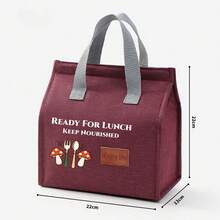 "Ready For Lunch" Minimalist Fashion Lunch Bag, Personalized Print, Cute Minimalist Pattern Print, Multiple Colors Available, Essential Lunch Insulated Bag For Office Workers, Student Bento Bag. - View 12