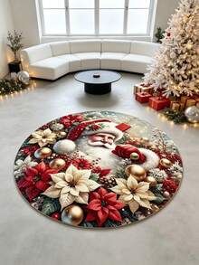 1pc 3D Realistic Santa Claus Plush Carpet, Decorative Rug, Bedroom Decor, Small Rug, Carpet, Home Decor, Living Room Carpet, Living Room Small Rug, Bedroom Carpet, Living Room Home Decor - Multicolor - View 3