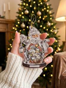 1pc Christmas Crystal Hanging Ornament, Snowman Santa Claus Christmas Tree Shaped Decoration, Holiday Pendant, Christmas Tree Decor, Unique Holiday Gift, Christmas Party & Home Winter Decoration Desktop Ornament, Christmas Home Decor, Room Decor, Wedding Holiday Party Decoration, Shiny Christmas Hanging Ornament, Christmas Party Decoration, Christmas Gift, Christmas Stocking Filler, Christmas Decoration - Multicolor - View 6