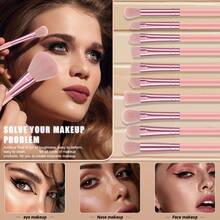 39pcs And 1pc Free Gift Makeup Brush Set With Makeup Sponges Powder Puff Cleaning Mat Face Washing Wristbands Soft Synthetic Bristles Cosmetic Brushes For Foundation Blush Eyeshadow Makeup Tools Gift For Makeup Lover - Pink - View 3