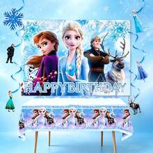 52TOYS Snow Ice Themed Birthday Backdrop, Winter Snow Mountain Photo Background Banner For Birthday Party Photography Decor Supplies - Multicolor - View 2