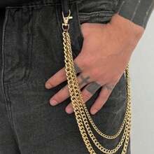 1pc Minimalist Fashion Multi-Layer Chain Men's Pants Chain, Gold Waist Accessory, Suitable For Men And Women For Daily, Party, Date Wear, Gift Jewelry - Multicolor - View 1