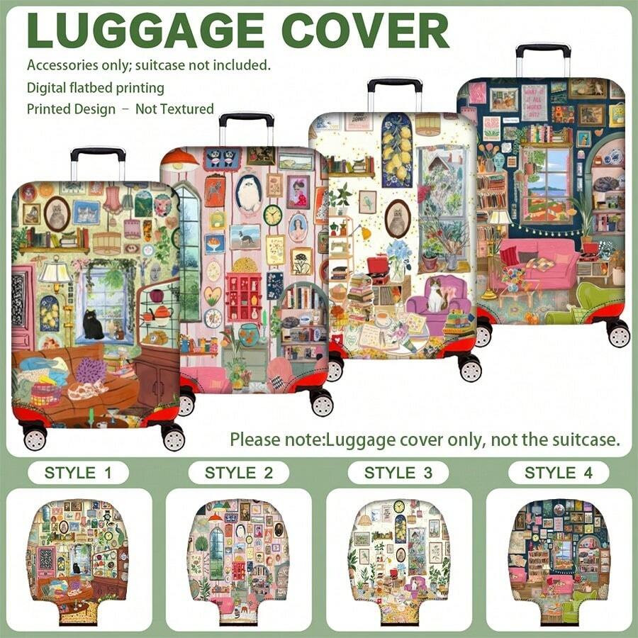 1 buah, Desain Cetak Datar, Pelindung Koper (Hanya Pelindung Koper, Koper Tidak Termasuk), Cocok untuk Koper Ukuran 20 hingga 30 Inci, Terbuat dari Kain Tebal Berkualitas Tinggi, Aksesori Penting untuk Perjalanan dan Bagasi Anda.