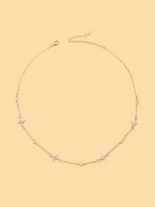 outingfit 1pc Women's Starry Rhinestone Necklace, Delicate Sparkling Collarbone Chain, Suitable For Dates, Weddings, Parties And Daily Wear - Silver - View 6