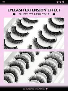 Asiteo 8 Pairs Luxury Cat Eye Fluffy Thick Faux Mink False Eyelashes, Voluminous & Dramatic, Messy Lightweight Look, Reusable, Easy To Wear, Suitable For Daily Makeup, Shopping And Outings - Black - View 3