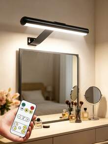 1pc Wireless Rechargeable Battery Powered Wall Lamp, Gold/Black,Color Temperature Remote Control,3 Color Temperatures & Dimmable Wireless Wall Light, Suitable For Bedroom, Living Room, Hallway Decor,With A Timer Function - LED Makeup Mirror Light - View 8