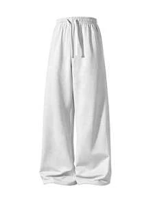 3pcs Men's Loose Fit Casual Curved Leg Sweatpants, Minimalist Solid Color Wide Leg Design, Drawstring Waist, Large Pockets, Suitable For Daily Wear, Walking, Working, Outdoor Activities. Perfect Father's Day Gift For Dad - Multicolor - View 8