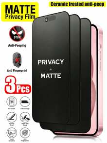 BOLLYMORE 3片裝磨砂防窺螢幕保護貼，相容 iPhone 17 Pro Max [6.9 吋]，防窺配件，抗眩光防指紋膜，相容手機殼，易安裝無氣泡，觸感滑順，相容 iPhone DUO/18/18 Pro/18 Pro Max/17 Pro Max/17 Pro/17 Air/17E/16/15/14 Plus/13 Mini/12/11 系列 - 3pcs Matte Privacy - 查看 2