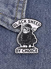 Black Sheep By Choice Enamel Pin, Cool Fashion Glasses Black Sheep Brooch, Sassy Attitude Badge For Backpack Jacket - Multicolor - View 3