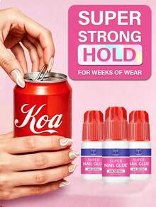 COLOURSMILE Super Strong Nail Glue, 1/2/3 Bottles/Set, Fast Drying Nail Adhesive, Waterproof & Long Lasting, Suitable For False Nails, Essential Item - Clear - View 9