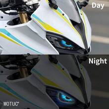 3 buah Stiker Reflektif Mata Setan PVC untuk Sepeda Motor, Film Tahan Air, Cocok untuk Lampu Depan Mobil, Kendaraan Listrik, Lampu Tangki Bensin, Fairing, Dekorasi Perekat Mandiri - 3 buah - View 4