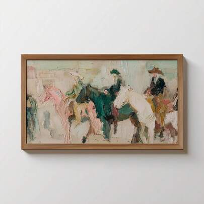 1pc Vintage Abstract Mosaic Art Canvas Print | Oil Painting Equestrian Style Decor, Minimalist Art, Abstract Painting Style, Oil Painting Texture Flat Print, Eclectic, Gallery Decor, Home Decor, Interior Decor, Office Decor, Hotel Decor, Bedroom Decor, Living Room Decor, Framed Or Unframed Optional