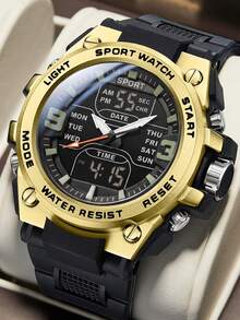 1pc New Fashion Dual Display Luminous Waterproof Men's & Teenager Outdoor Sports Electronic Watch - A - View 3