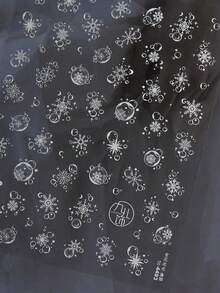 1 Sheet White Snowflake Nail Stickers, Transparent Bubble Moon Star Winter Self-Adhesive Nail Art Decals, Frozen Style DIY Manicure Nail Decorations - Silver - View 3