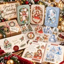 Christmas Box Series Tin Box Stickers, Christmas Theme Cute Girl Planner Stickers, DIY Decorative Stickers - Multicolor - View 6