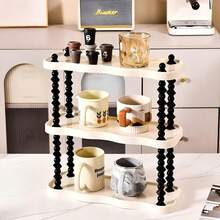 1pc Multi-Functional Storage Rack, Exquisite Double/Triple Layer Design, Bathroom Cosmetic Organizer Rack/Cosmetic Storage Rack, Bathroom Accessories Cosmetic Rack, Kitchen Desktop Cup Holder, Room Decor Furniture Jewelry Storage Rack - Beige - View 8
