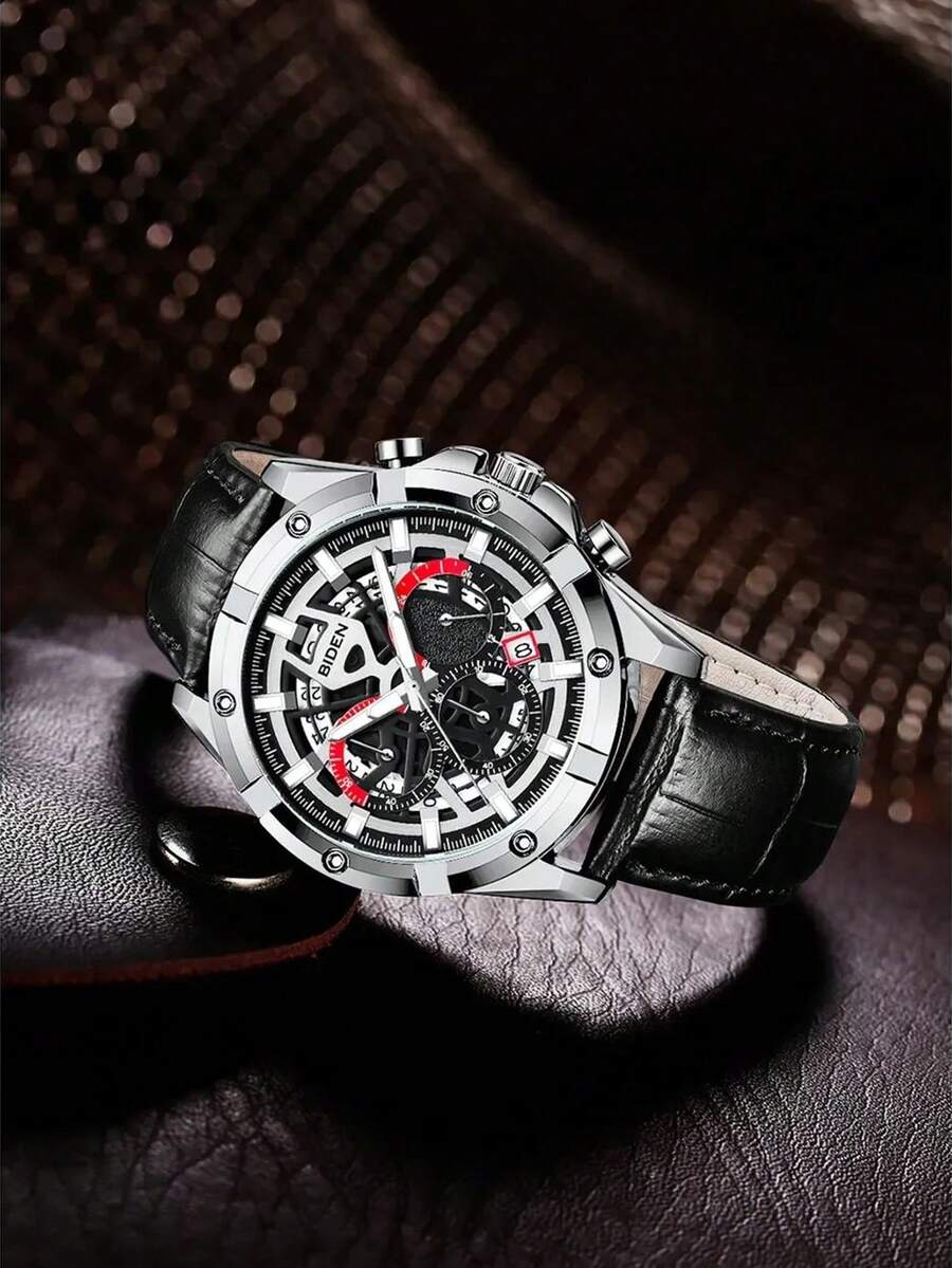 Biden Casual Men's Sports Watch, Leather Watch, Men's Watch, Fashion Timing Watch, Waterproof