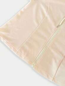 Setelan Wanita Musim Gugur/Dingin 2 Potong Berkerudung Warna Blok, Atasan dengan Kantong Resleting dan Tali Serut + Celana Panjang Lurus, Cocok untuk Pakaian Kantor dan Kasual yang Elegan - Aprikot - View 6