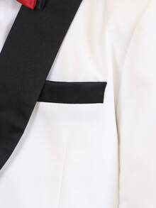 小男孩披肩領長袖西裝外套、單排扣背心、長褲與領結 春/秋季正式套裝 - 白色 - 查看 8