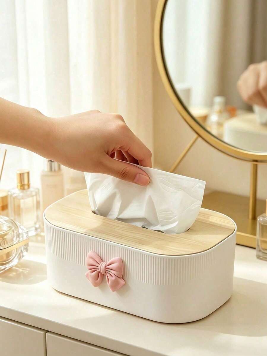 Kotak Tisu Dekorasi Pita Lucu, Dispenser Tisu Minimalis Motif Kayu, Tempat Tisu Meja Kamar Tidur, Ruang Tamu, Kantor, Organizer Dekorasi Rumah, Rak Penyimpanan Tisu Garis Vertikal Persegi Panjang, Wadah Tisu Meja Kamar Tidur, Ruang Tamu, Kantor, Mobil, Organizer Dekorasi Rumah yang Cantik, Pilihan Hadiah - MultiWarna - View 1