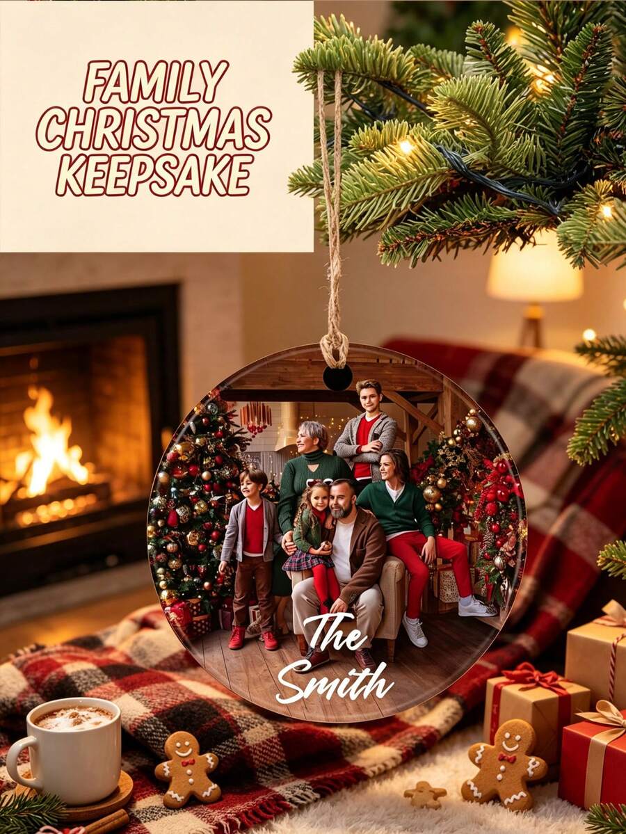 Personalized Photo Christmas Ornament - Customizable Photo Christmas Ornament, Customizable Photo Christmas Ornament, Text Christmas Tree Decoration, Christmas Decoration, Christmas Gift, Pet, Friend, Birthday Gift Customizable - Multicolor - View 1