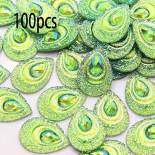 30pcs/Pack Large Teardrop Shaped Resin Peacock Tail Sequins, 18*25mm Eye-Shaped Resin Diamonds, AB Color Resin Crystals, Suitable For DIY Dance Costumes - Multicolor - View 25