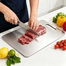 3pcs/1pc Premium Stainless Steel Double-Sided Cutting Board, Convenient Kitchen Double-Sided Stainless Steel Cutting Board, Suitable For Meat, Fruit And Vegetables, Thickened Anti-Mold, Suitable For Home And Restaurant Use, Easy To Clean With Water, Essential Kitchen Tool For Home Cooks And Cooking Enthusiasts, Used For Cutting Meat, Cheese, Bread, Vegetables And Fruit, Suitable For Home, Dorm, Kitchen Tools, Suitable As Home Gift, Christmas Or Back To School Gift. - View 10