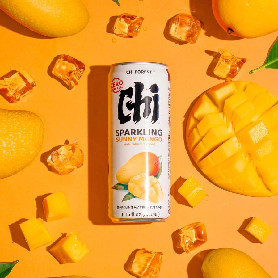 CHI FOREST Sunny Mango–مشروب غازي بنكهة المانجو بدون سكر، 330 مل لكل علبة، 1 / 12 / 24 علبة - 330 مل - مشاهدة 1