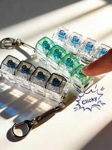 1pc Keyboard Keychain With 4 Buttons, Stress Relief Keychain, No Light Function, Suitable For Party Favors, Graduation Gifts, Stress Relief Gifts, Transparent Shell, Stress Relief Essential - View 5