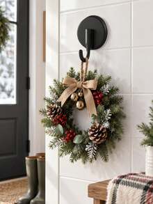1pc Christmas Wreath Suction Cup Hook, Heavy Duty Reusable Black Vacuum Suction Cup Hook, Suitable For Windows Or Glass Doors - Black - View 4