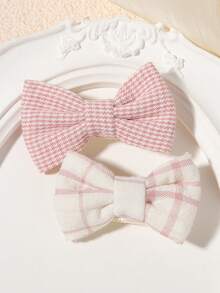 6pcs Kids Sweet Bow Hair Clips Set, Floral Plaid Polka Dot Print Butterfly Hair Clips, Daily Party Photo - Mixed color - View 10