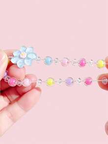 6Pcs Flower Beaded Bracelets For Girls, Random Color Kids Party Jewelry Birthday Gift - Multicolor - View 6