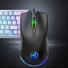 HXSJ Mouse Optik Berkabel Baru, USB Plug and Play, Kabel Jalinan, 7 Tombol, 6400 Lampu Warna-warni yang Dapat Diatur, Untuk Penggunaan di Rumah, Bermain Game, dan Kantor, Model A883 - View 1